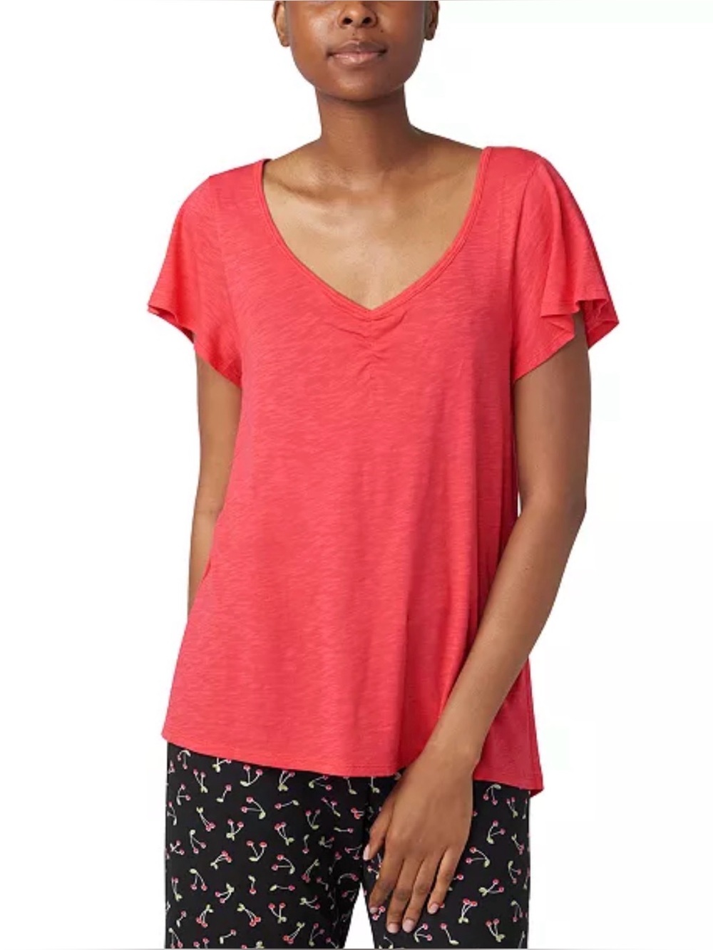 Hue Women's, Solid Short Sleeve Shirred Pajama Tee, XLarge, NWT